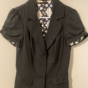 Maurices Black Short Sleeve Blazer with Puff Sleeves